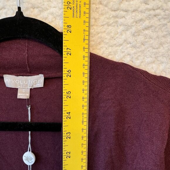 Evolution By Cyrus Cardigan S Button Sleeve Open Burgundy Merlot Wine NWT NEW - Picture 12 of 13